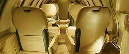 Interior de la Bravo Cita Private Jet