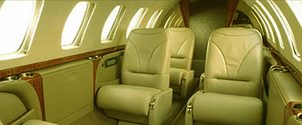 Interior de la Citación CJ3 Jet Privado